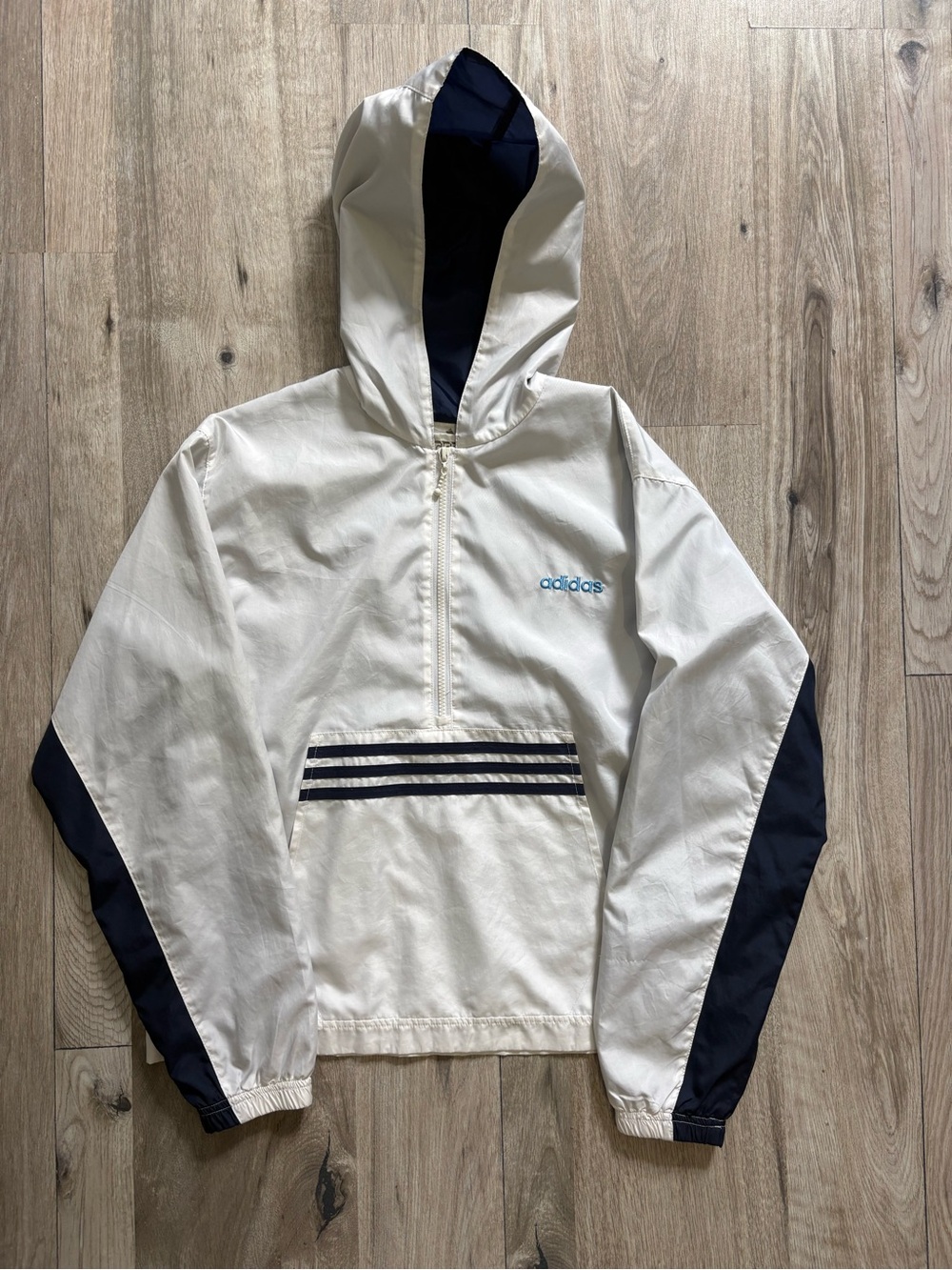 Vintage Adidas windbreaker Anorak jacket navy blue and white